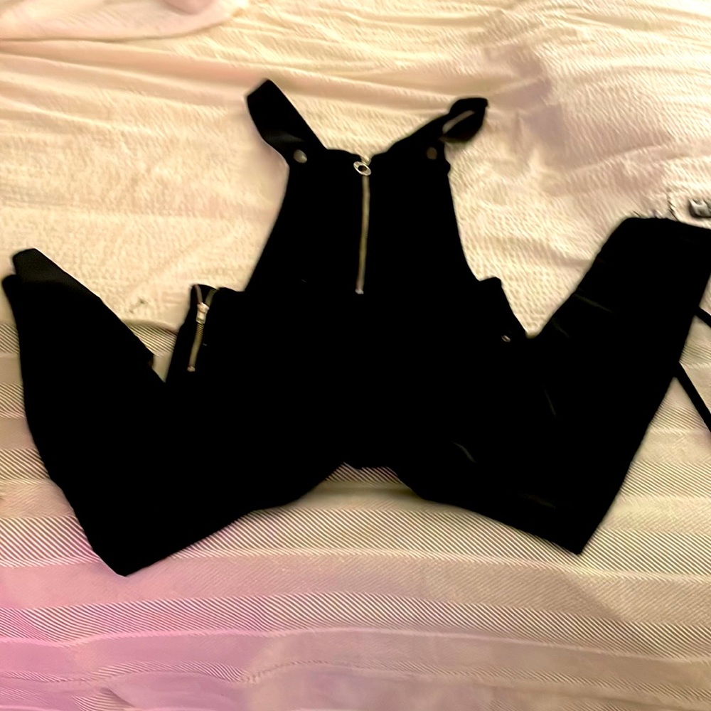 Black corduroy overalls